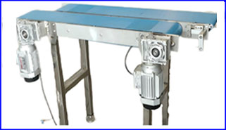 Transportadora divergente de doble capa